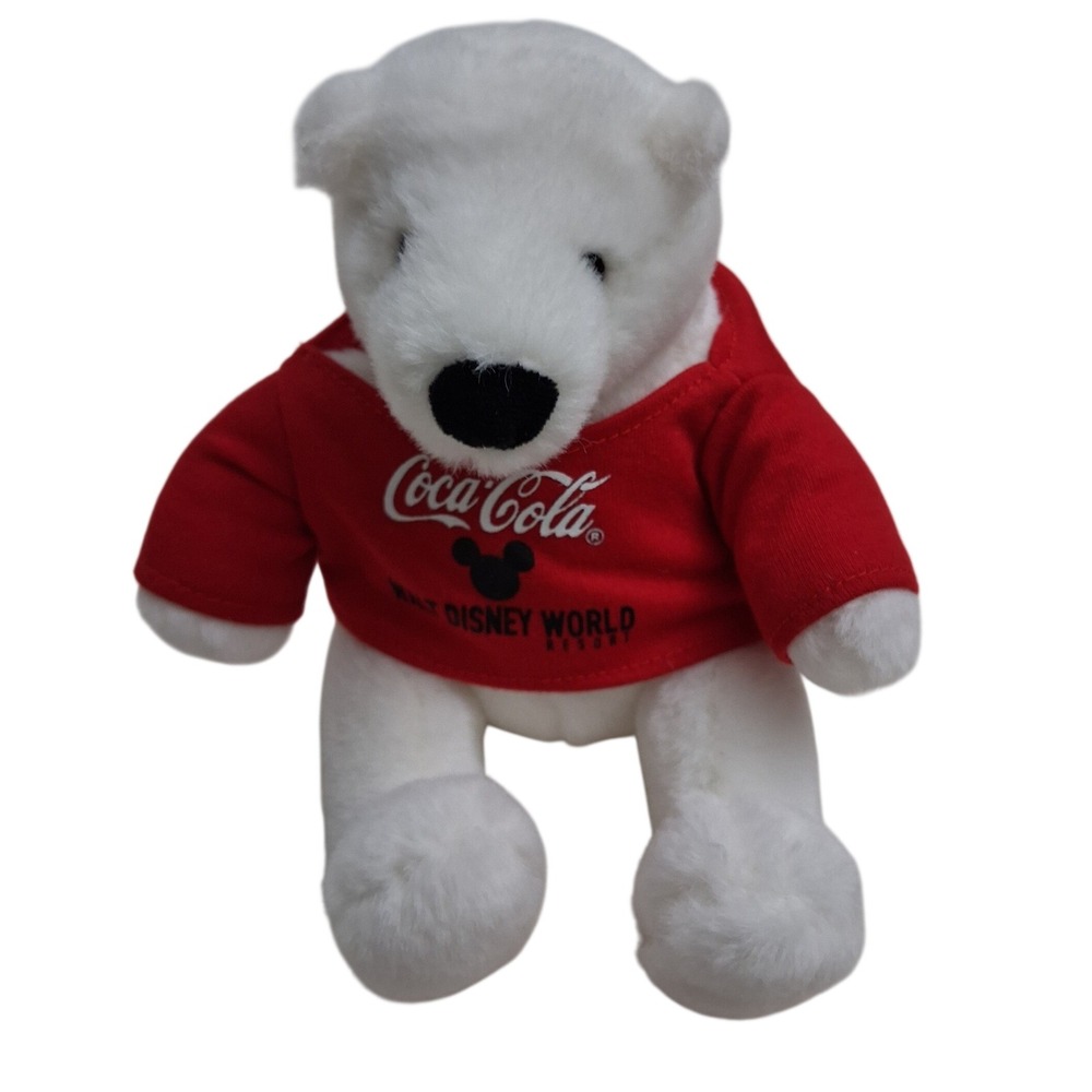 Coca-Cola Plush Toy Kids 6in White Walt Disney World Polar Bear Red Shirt